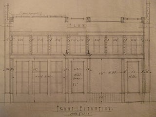 Item #50-1681 Building Plans and Hand Colored Elevation for a Building for James H. Hjul on Russ...