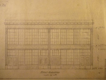 Item #50-1682 Building Plans and Elevation for a Building for James H. Hjul on Russ St., San Francisco. James H. Hjul.