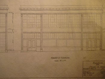 Item #50-1683 Building Plans and Elevation for a Building for James H. Hjul on Russ St. and Howard St., San Francisco. James H. Hjul.