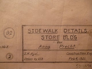 Item #50-1698 Building Plans and Elevations for Store Building for Anna Precht. on Kearny St.,...