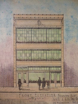 Item #50-1725 Building Plans and Hand Colored Elevation for a Building for James H. Hjul on...