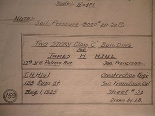 Item #50-1728 Building Plans for a Two Story Building for James H. Hjul on 17th St. and Potrero...