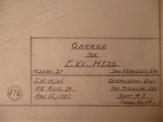 Item #50-1732 Building Plans for a Garage for F. W. Hess. at 1127 Mission St., between Mission...