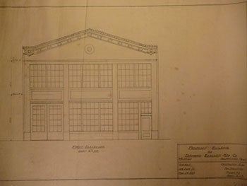 Item #50-1752 Building Plans and Elevation for a Proposed Building for Diamond Electric Manufacturing Co. on 7th St., San Francisco. James H. Hjul.