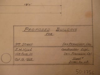 Item #50-1756 Building Plans for a Proposed Building on 9th St., San Francisco. James H. Hjul