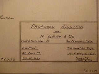 Item #50-1764 Building Plans for Proposed Addition for N. Gray & Co. at the Corner of Post St....