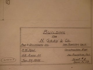 Item #50-1771 Building Plans for a Building for N. Gray & Co. (Funeral Home) on Post St. and...