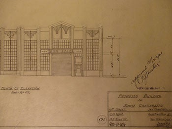 Hjul, James H. - Building Plans and Elevation for a Building for John Cassaretto, Owner of John Cassaretto Gravel Co. , on 10th St. , San Francisco