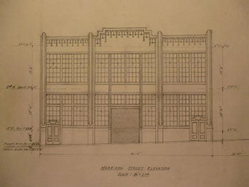 Item #50-1778 Building Plans and Elevation for a Building for James H. Hjul on Harrison St. and First St., San Francisco. James H. Hjul.