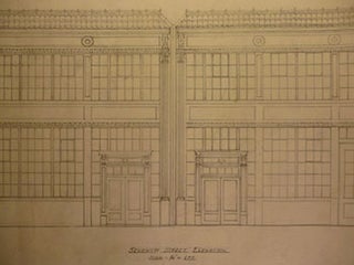 Item #50-1779 Building Plans and Elevation for a Building for James H. Hjul on 7th St. between...