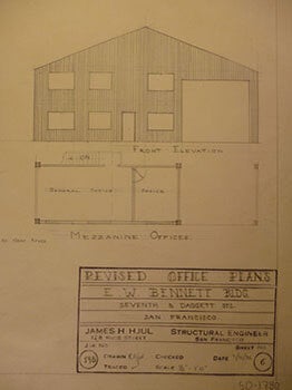 Item #50-1780 Building Plans and Elevation for a Building for E. W. Bennett on 7th St. and...