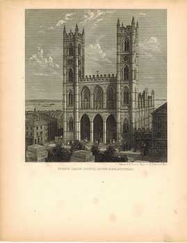 Item #51-0014 French Parish Church, Notre Dame, Montreal [Bird's Eye View, ca. 1860]. Charles Magnus