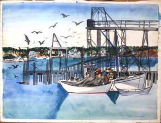 Item #51-0047 Maine Fishermen in the Harbor. Jason Schoener