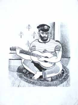 Item #51-0072 Barefoot guitar player with eyeglasses, beard and military style hat. Jason Schoener