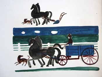 Item #51-0083 Farmer in horse drawn wagon. Jason Schoener.