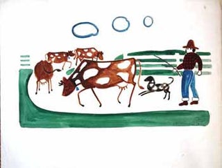Item #51-0086 Farmer with Diary Cows and Dog Below. Jason Schoener