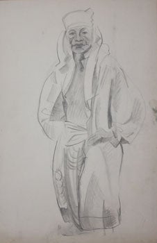 Item #51-0113 Middle Eastern Man in Costume with Exposed chest. Marguerite Zorach, attributed