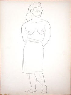 Item #51-0115 Study of a Bare Breasted Woman. Marguerite Zorach, attributed