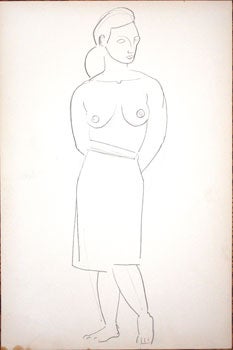 Item #51-0115 Study of a Bare Breasted Woman. Marguerite Zorach, attributed