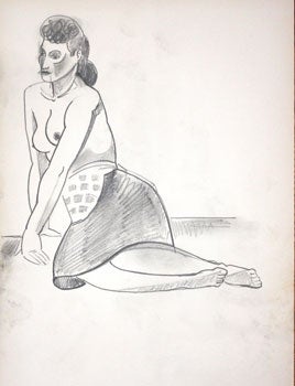 Item #51-0118 Portrait of a Bare Breasted Woman Wearing a Skirt. Marguerite Zorach, attributed