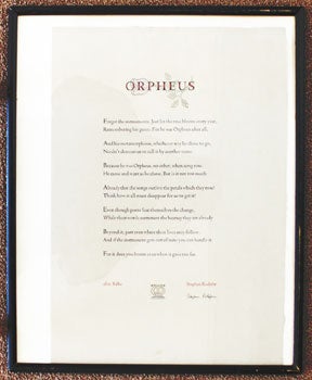Item #51-0167 Orpheus (after Rilke). Stephen Rodefer