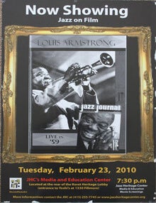 Item #51-0172 Unique poster for the film Louis Armstrong Jazz Journal Live in '59. Feb. 23, 2010. Louis Armstrong.