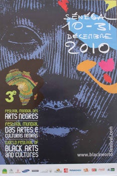 Item #51-0188 Poster for Sénégal Third World Festival of Black Arts and Cultures - 3e Festival Mondial des Arts Nègres. FESMAN.