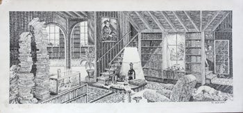 Miller, Chuck - Bookish Living Room with Portrait of Gertrude Stein and Pavlov's Dog