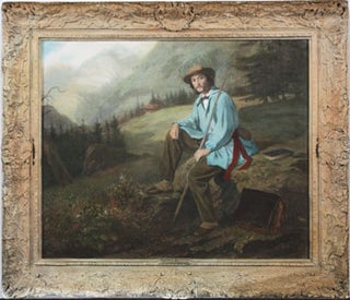 Item #51-0233 Portrait of Robert Louis Stevenson Sitting in a Landscape. Mihaily Munkacsy,...
