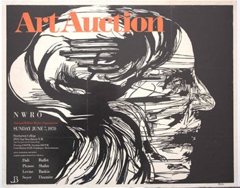 Item #51-0235 Agonized. Poster for the Art Auction of National Welfare Rights Organization, June 7, 1970. Leonard Baskin.