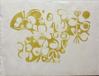 Item #51-0251 Greenish-yellow lithograph with floral motifs in a collage style. Hayward Ellis...