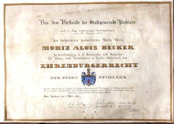 Item #51-0286 Ehrenbürgerrecht : Moriz Alois Becker. Stadt Pechlarn.