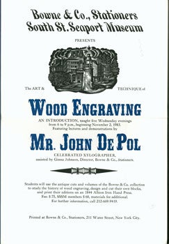 Item #51-0309 The Art & Technique of Wood engraving. Poster. John DePol