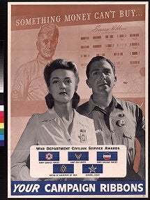 Item #51-0313 Something Money Can't Buy. War Department Civilian Service Awards. Your...