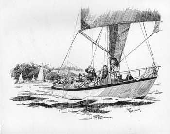 Item #51-0318 Sailboat in Calm Seas. Lyle Galloway.