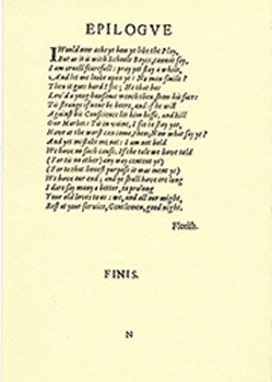 Item #51-0331 Facsimile of the Epilogue to the Two Noble Kinsmen. William Shakespeare, John Fletcher