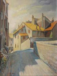 Item #51-0488 Street Scene in Antibes. L. Scheiner