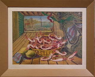 Item #51-0494 Basket of Crayfish on a Table Overlooking the Bay. Vicente Manzorro
