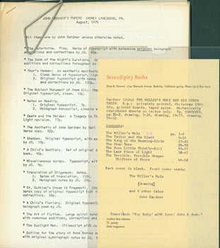 Item #51-0501 Archive of Description of John Gardner's Papers. John Gardner, Peter Howard
