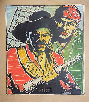 Item #51-0536 Poster Design of Pirates for Caslon Bond. Til Olson