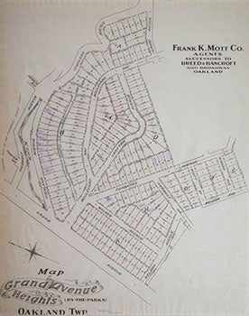 Item #51-0552 Map of Grand Avenue Heights (By-the-Parks). Oakland, CA. Frank K. Mott Co