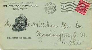 Item #51-0564 Stamped Envelope with printed image of Indian Chief. American Tobacco Co