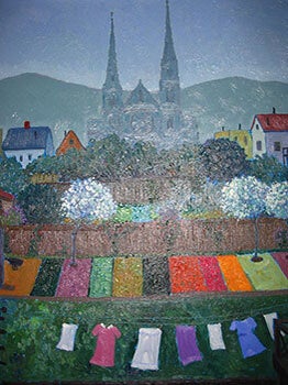 Item #51-0599 Spring Comes to Noe Valley (View of Noe Valley and St. Paul's Church from the...
