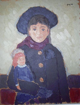 Item #51-0607 Girl with Black Beret holding a Doll (with Woman with Red Hair in Profile ...