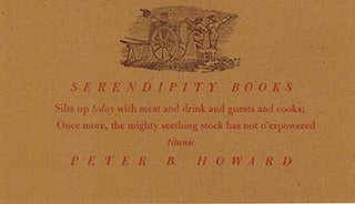 Item #51-0736 Serendipity Books Invitation to a banquet in 1997. Peter Howard, Ian Jackson,...
