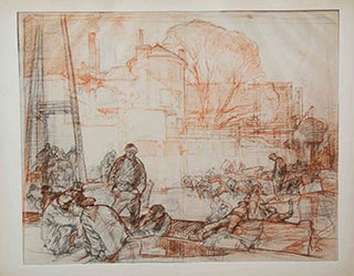 Item #51-0755 Study for the etching Old Hammersmith, London, (Gaunt,128). Frank Brangwyn