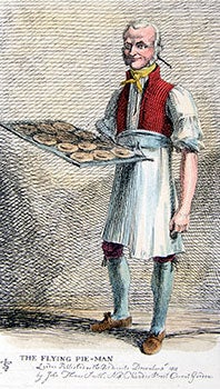 Item #51-0778 The Flying Pie-Man from Etchings of Remarkable Beggars, Itinerant Traders, and Other Persons of Notoriety in London and Its Environs. John Thomas 'Antiquity' Smith.