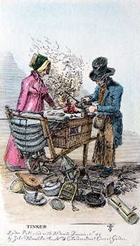 Item #51-0786 Man mending pans ('Tinker'), from Etchings of Remarkable Beggars, Itinerant...