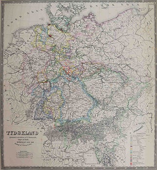 Item #51-0822 Map of Tydskland. Emil Bærentzen, P. C. Friedenreich, A. Bull.