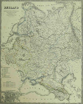 Item #51-0823 Map of Rusland (Russia) with St. Petersborg. Emil Bærentzen, P. C....